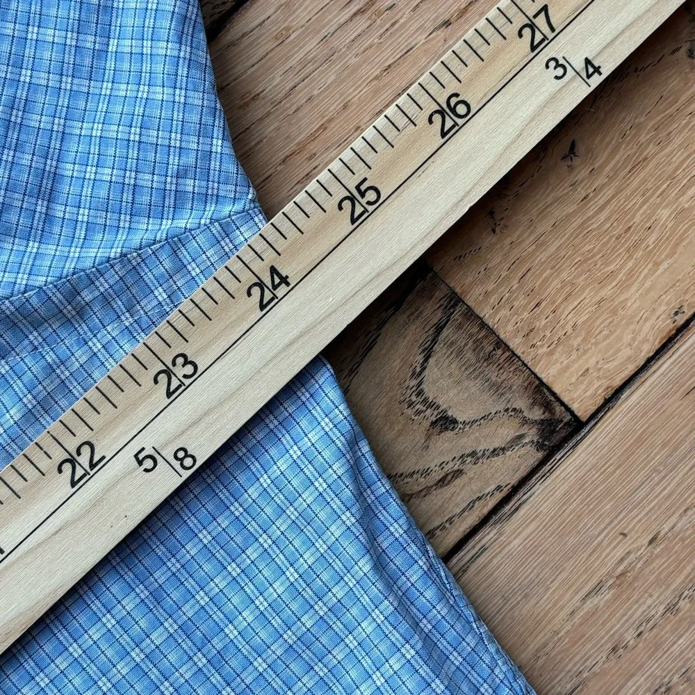Mens Ralph Lauren Button Down Dress Shirt Blue‎ Checkered Horse Polo Logo Sz L